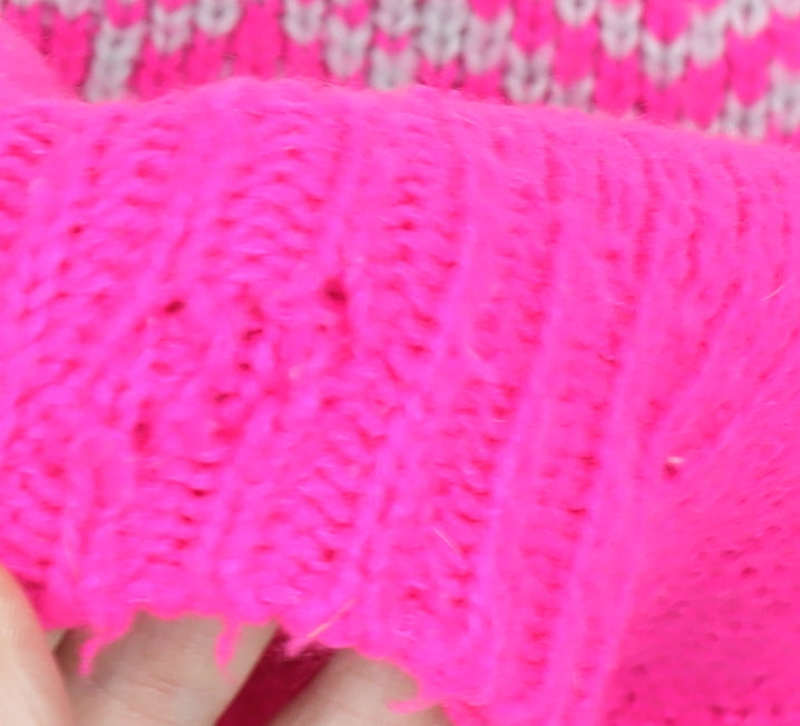 Oasis Women's Pink Fair Isle Jumper, L - Cozy Winter Knit
