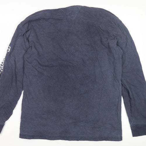 Tommy Jeans Men's Blue Long Sleeve T-Shirt Medium