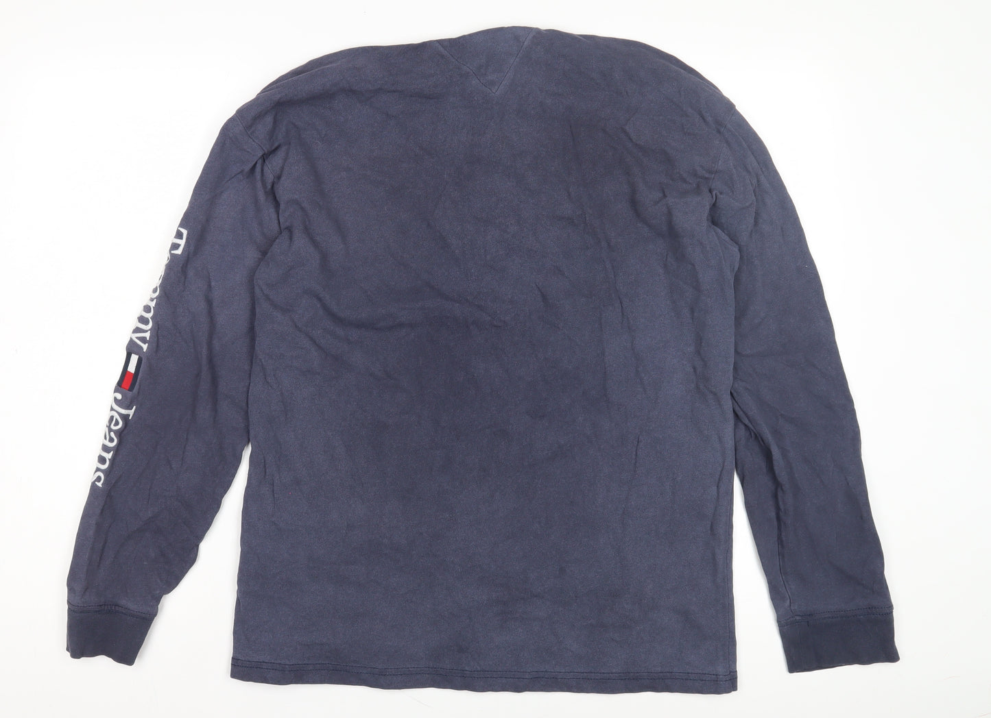 Tommy Jeans Men's Blue Long Sleeve T-Shirt Medium