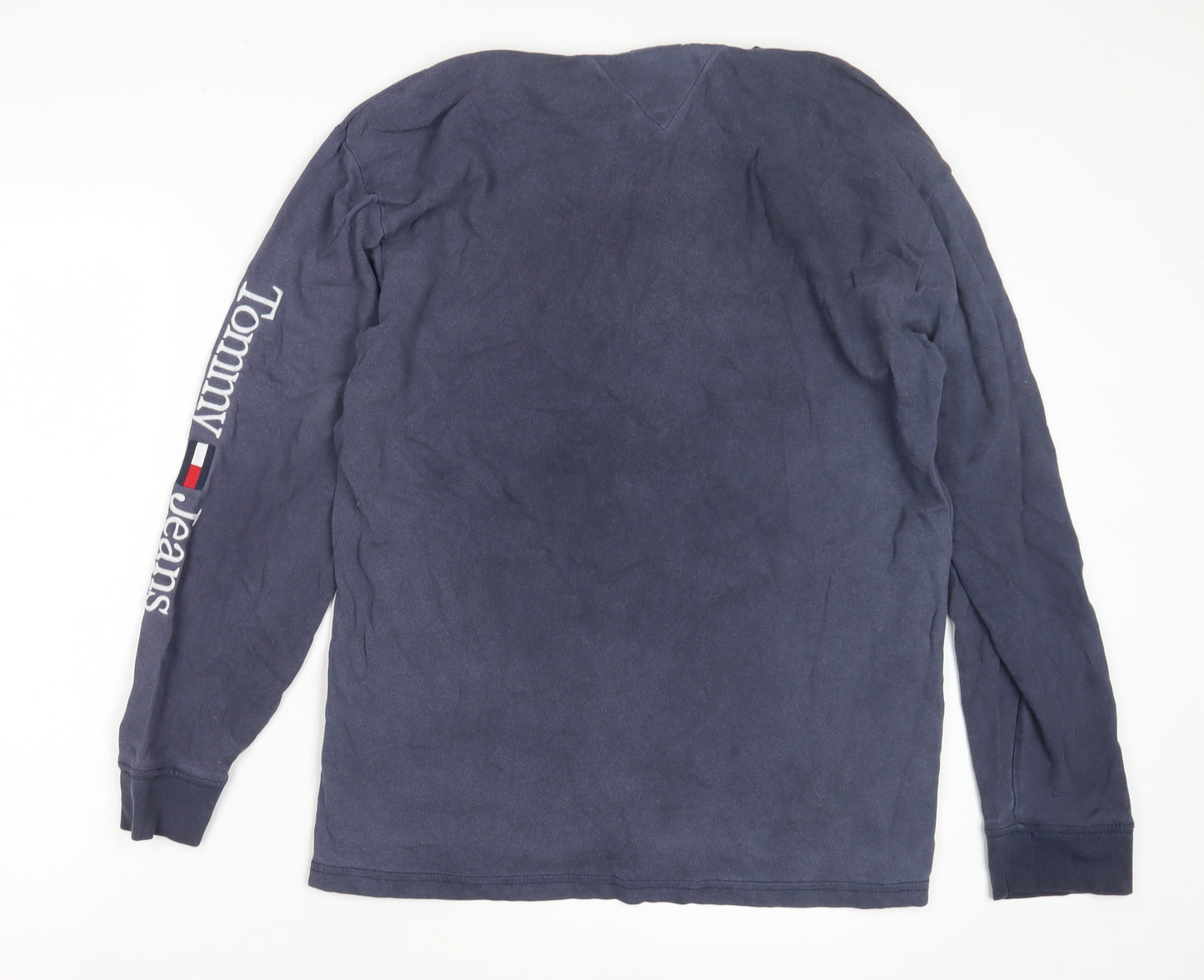 Tommy Jeans Men's Blue Long Sleeve T-Shirt Medium