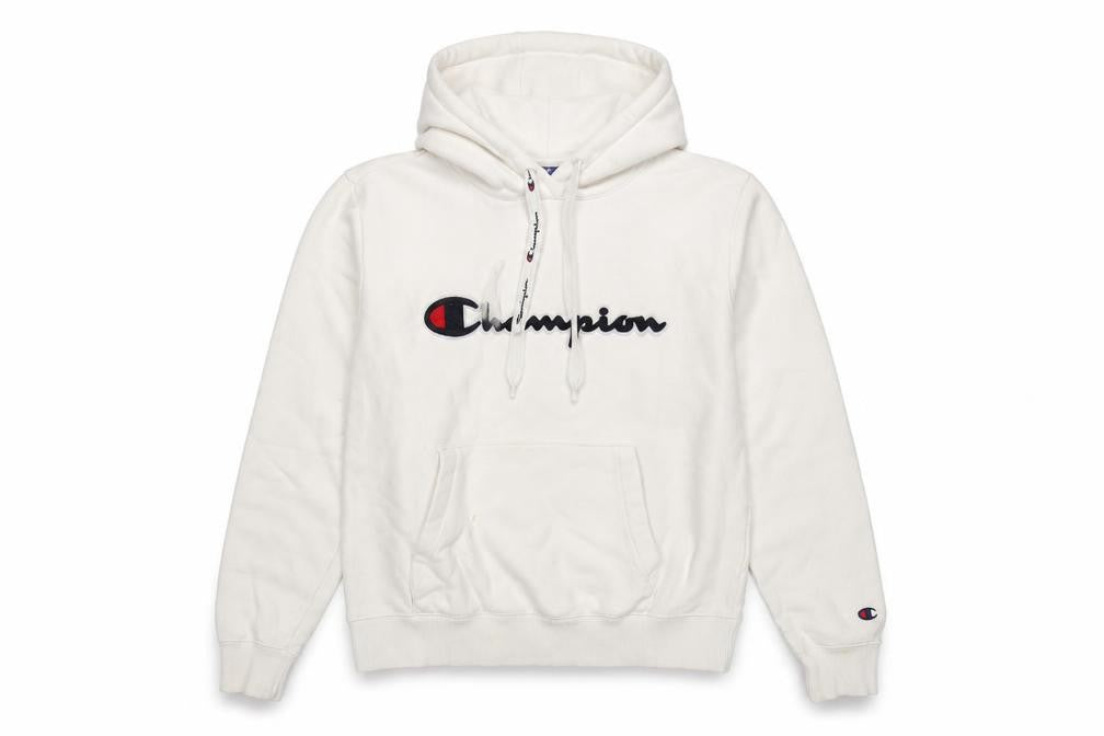 Front view of Champion Women's White XS Pullover Hoodie