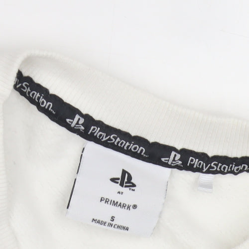Primark Boys White PlayStation Sweatshirt, S, Crew Neck, Graphic