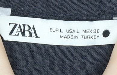 Zara Women's L Black Button-Up Cotton Shirt