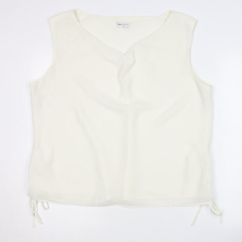 Bonmarché Women's Ivory V-Neck Sleeveless Blouse Size 22
