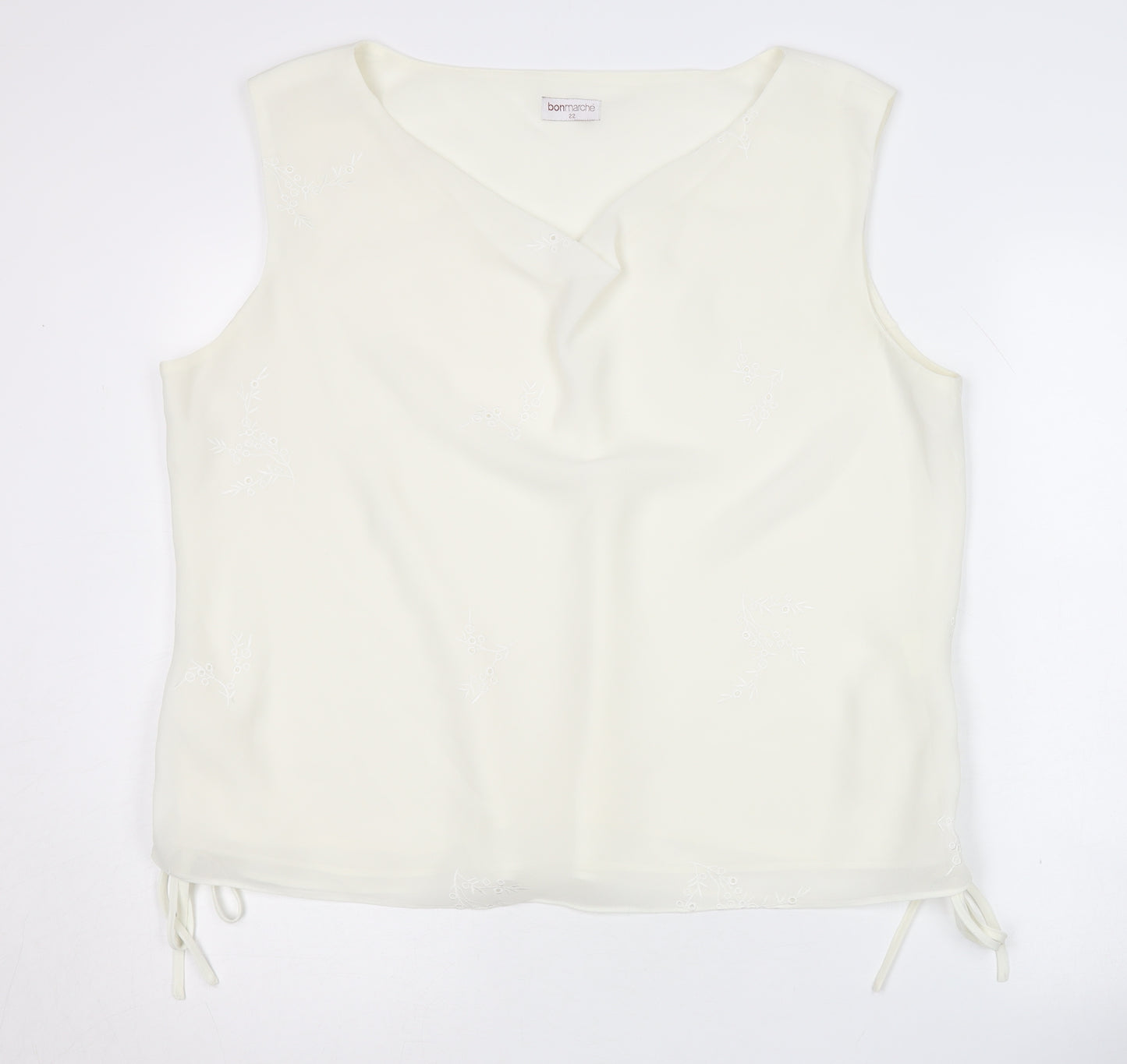 Bonmarché Women's Ivory V-Neck Sleeveless Blouse Size 22