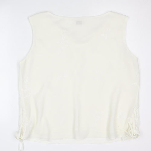 Bonmarché Women's Ivory V-Neck Sleeveless Blouse Size 22