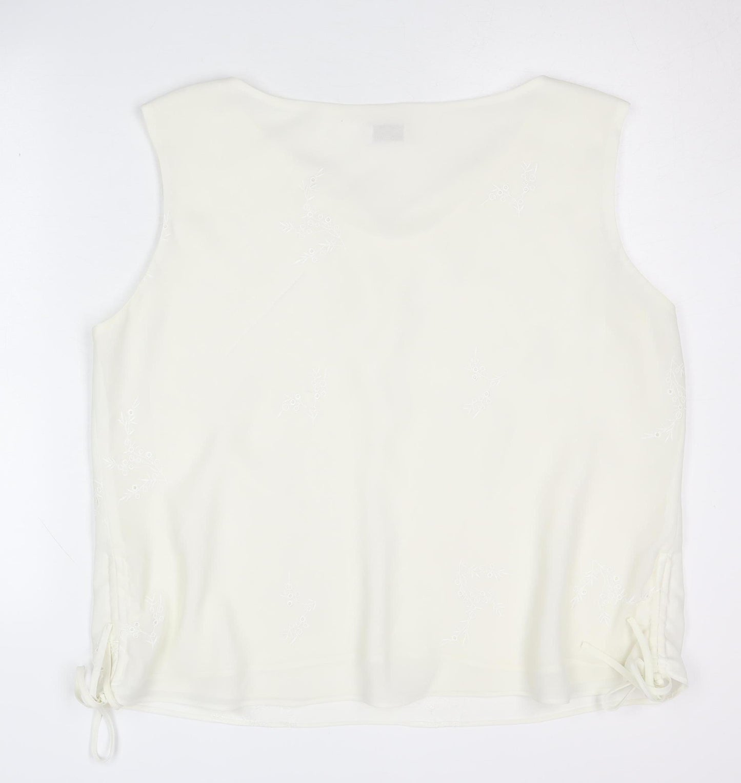 Bonmarché Women's Ivory V-Neck Sleeveless Blouse Size 22