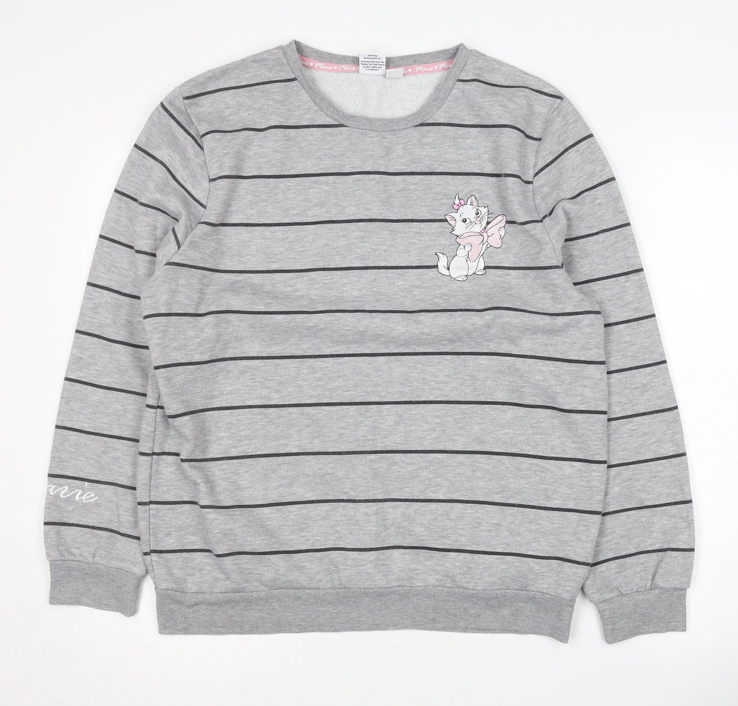 Disney Women's Grey Striped Pullover Sweatshirt M
