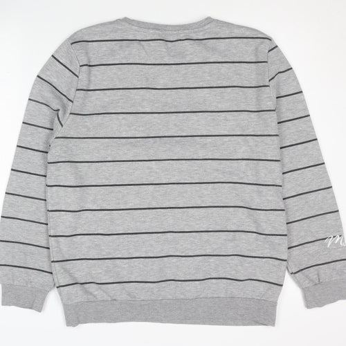 Disney Women's Grey Striped Pullover Sweatshirt M