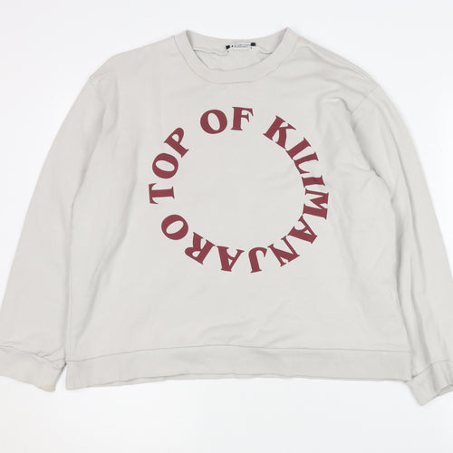 Zara Women's Ivory Graphic Sweatshirt, Size S, Cotton