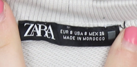 Zara Women's Ivory Graphic Sweatshirt, Size S, Cotton