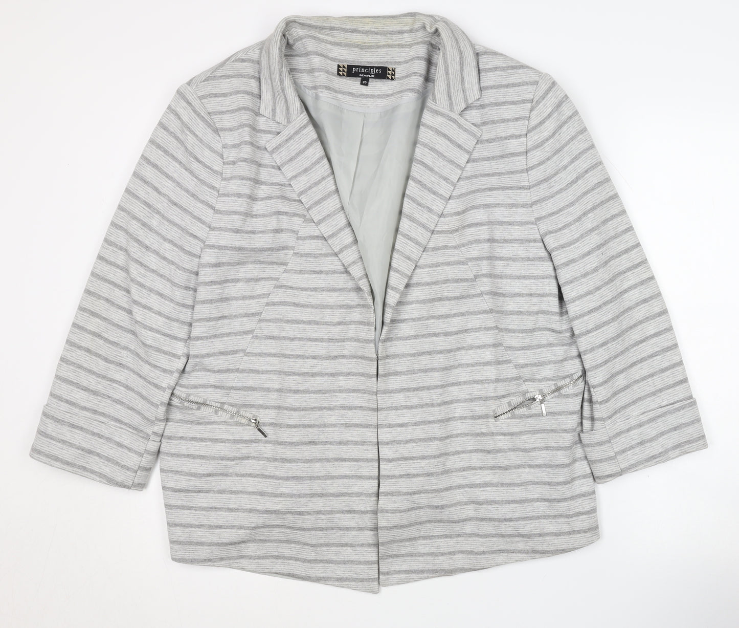 Principles Women's Grey Striped Blazer, Size 20