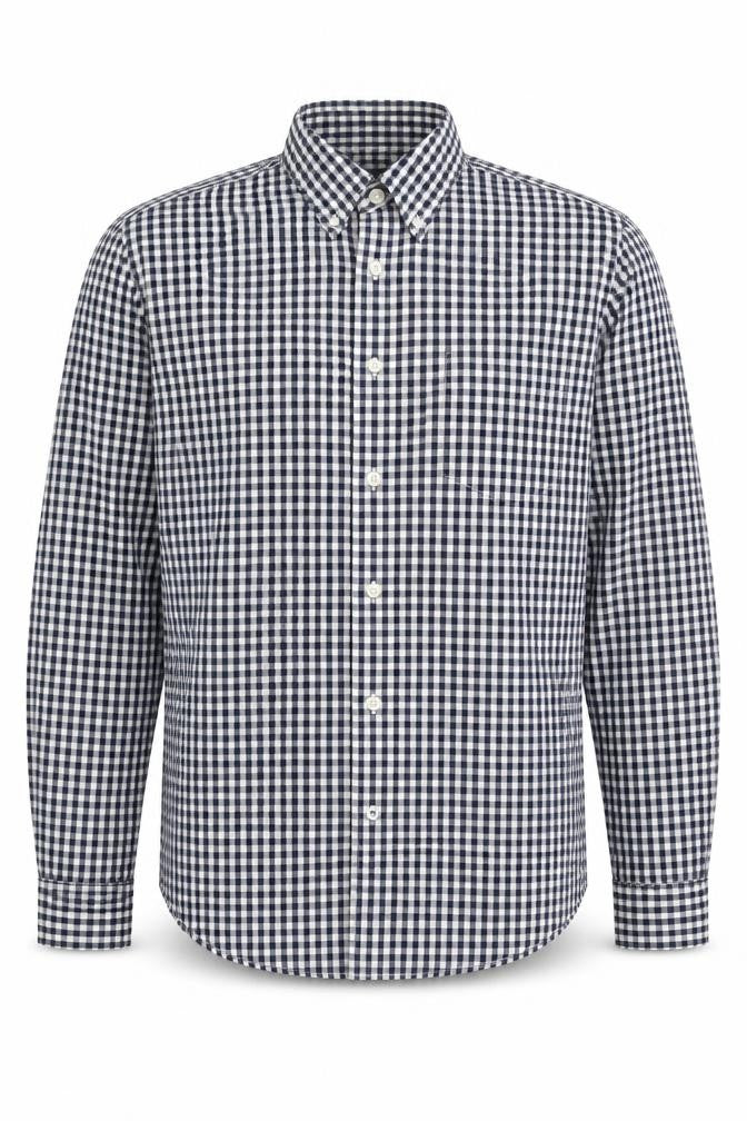 Front view of Gap Men's Black Checkered Button-Up Shirt M