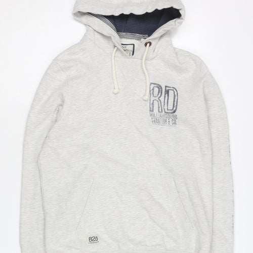 Next Men's Grey Pullover Hoodie Size S - Logo Accent