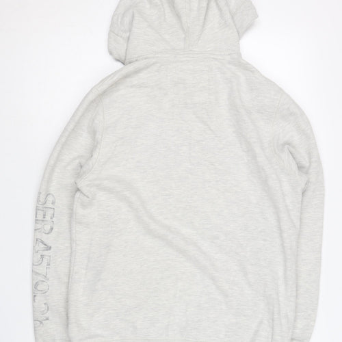Next Men's Grey Pullover Hoodie Size S - Logo Accent