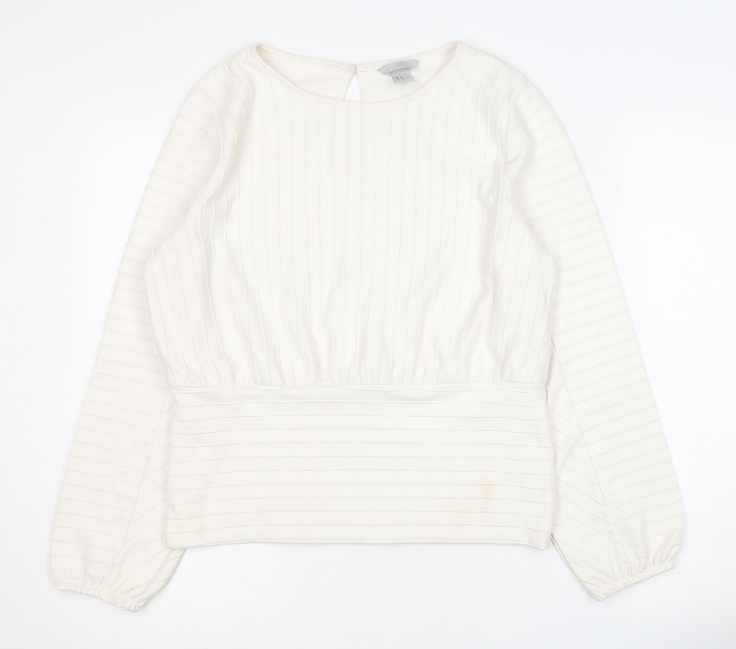H&M Women's White Striped Jumper, M, Round Neck