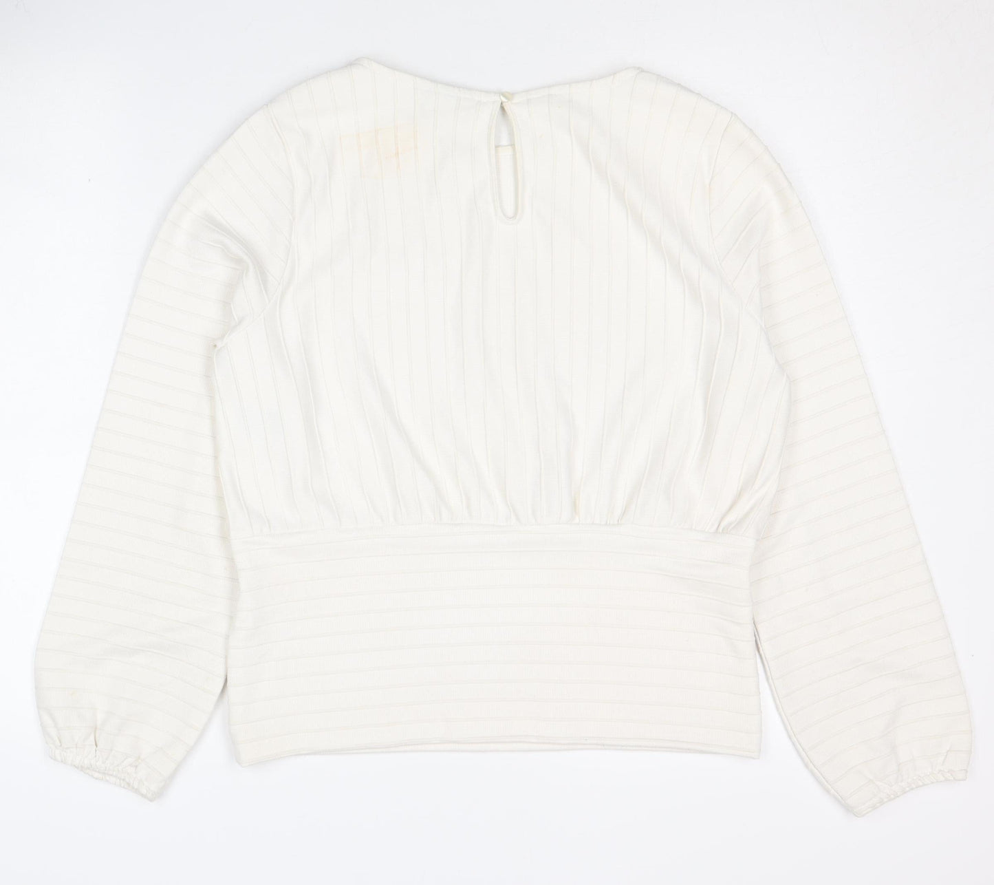 H&M Women's White Striped Jumper, M, Round Neck