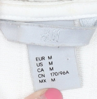H&M Women's White Striped Jumper, M, Round Neck