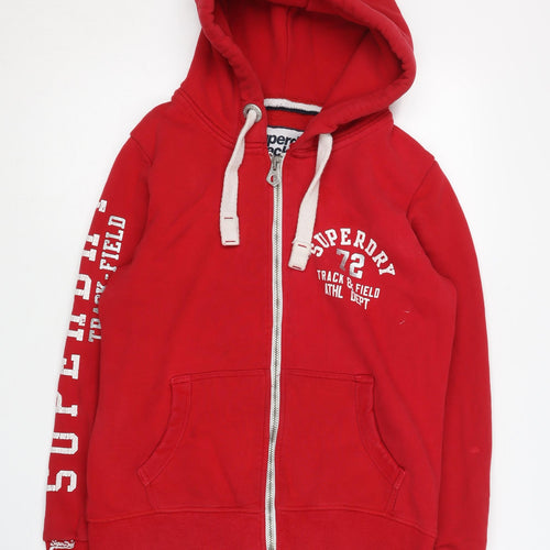 Superdry Red Hoodie XL Unisex Full Zip Casual Style