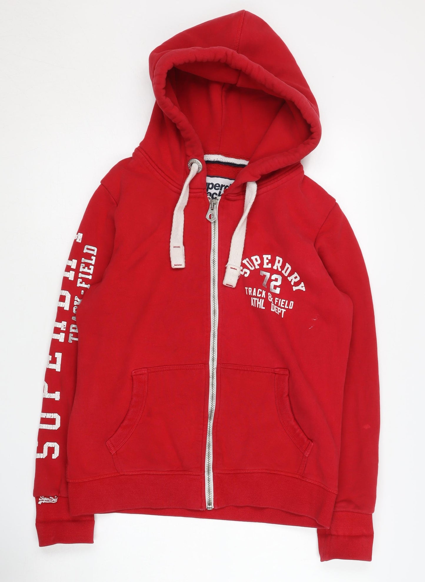 Superdry Red Hoodie XL Unisex Full Zip Casual Style