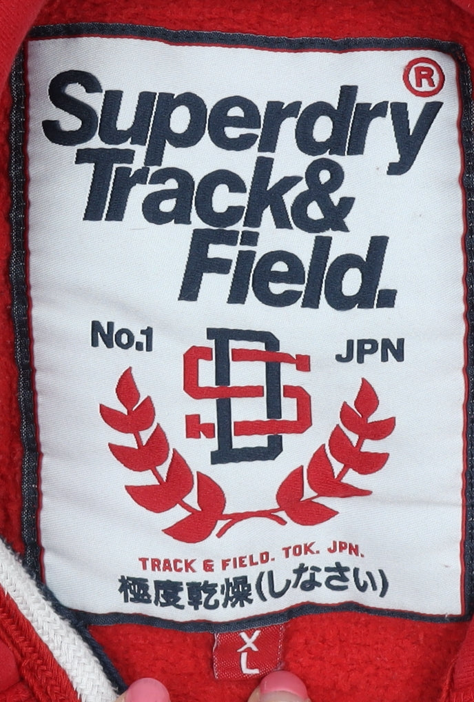 Superdry Red Hoodie XL Unisex Full Zip Casual Style