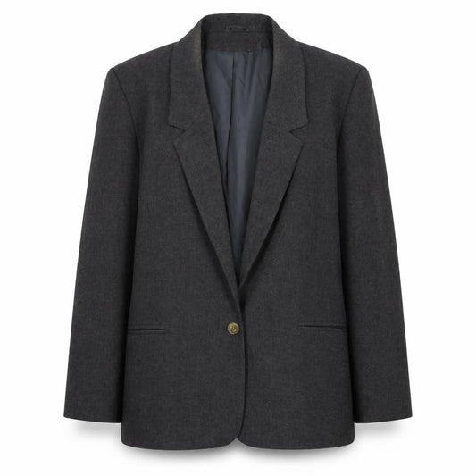 Front view of Debenhams Women's Grey Blazer, size 12, Regular Fit