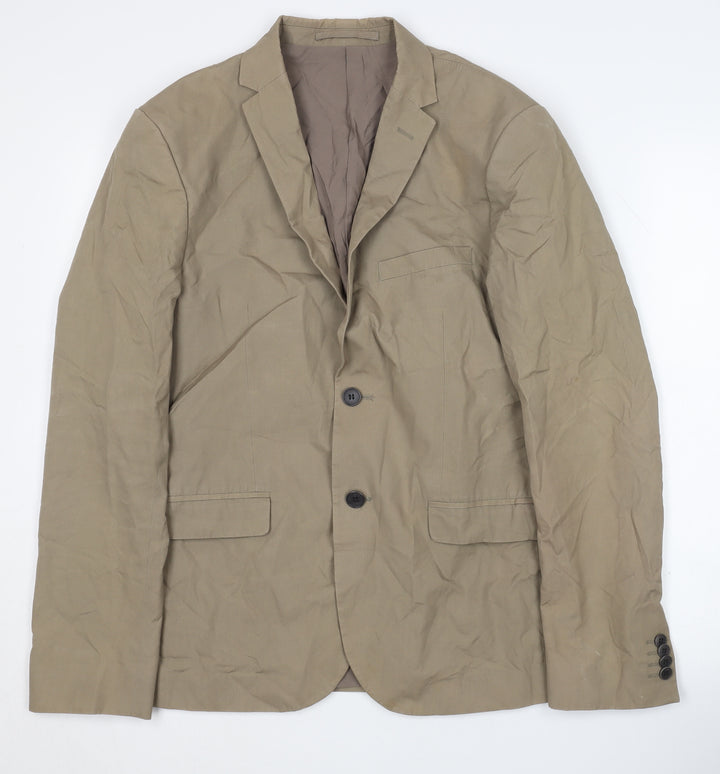 H&M Men's Beige Blazer Jacket EU 38 Single-Breasted