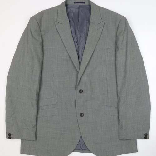 Next Men's Grey Check Blazer Size 46 Regular Fit