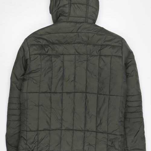 Blend Men's Green Puffer Jacket M Hooded Casual