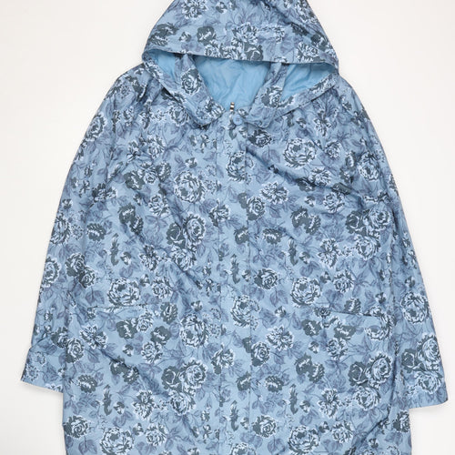 BM Casual Women's Blue Floral Long Coat Size 24