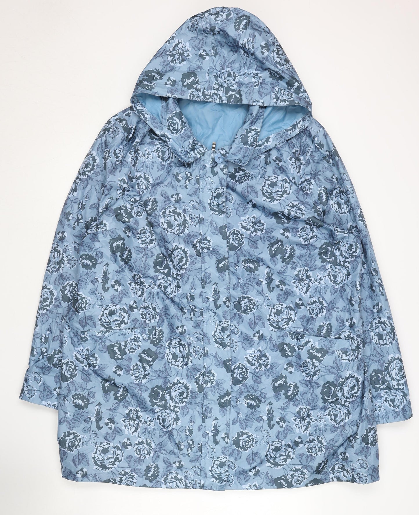 BM Casual Women's Blue Floral Long Coat Size 24