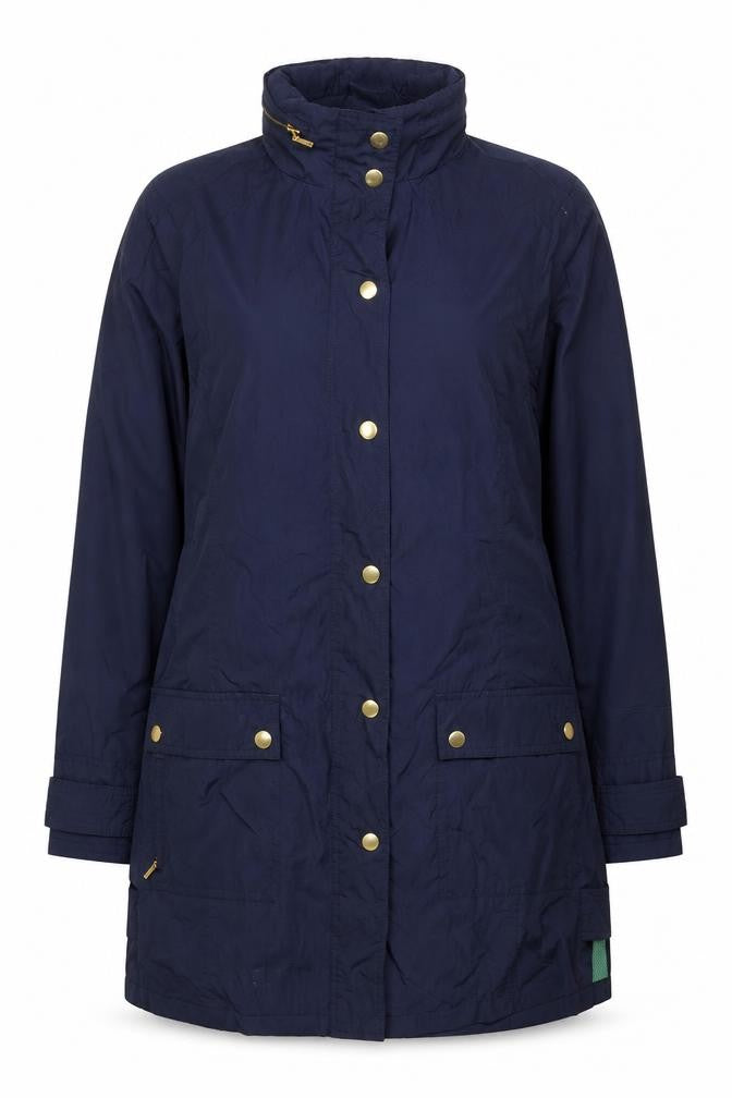Front view of Dash Women's Blue Mid-Length Jacket, size 14