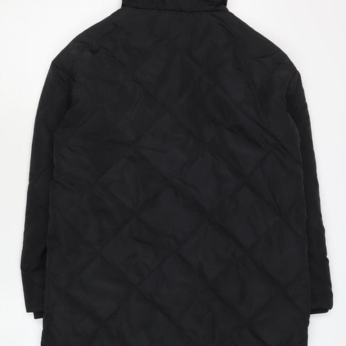 H&M Women's Black Quilted Coat XS, Hooded & Warm