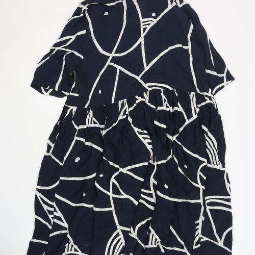NÜMPH Women's Blue Geometric Shift Dress Size 12