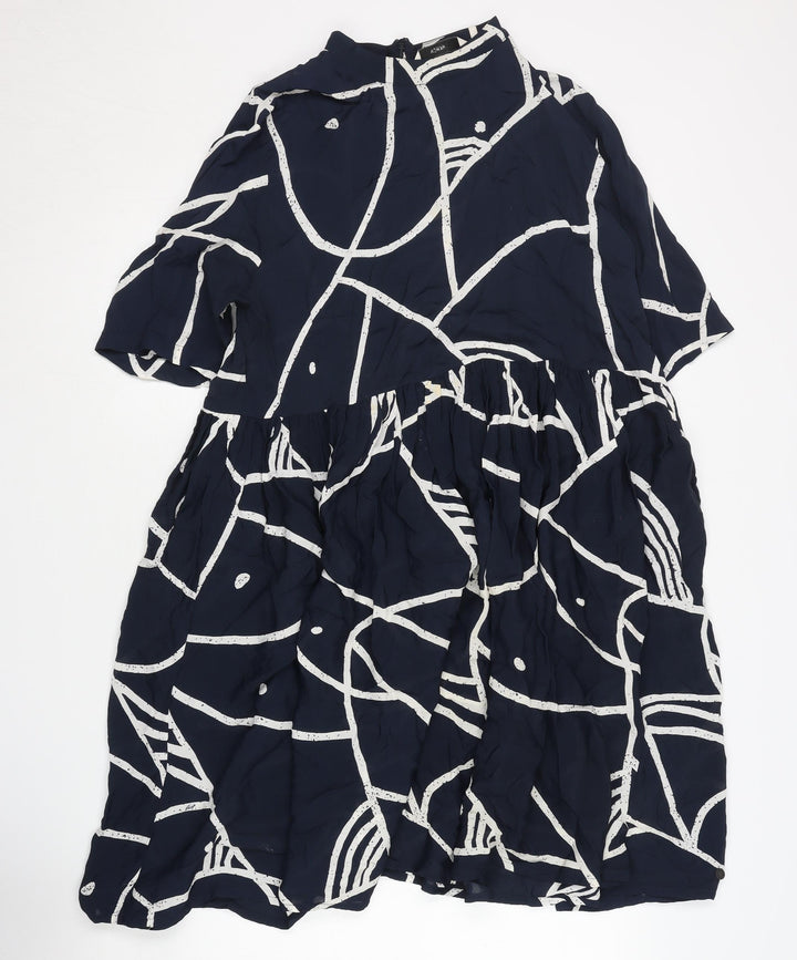 NÜMPH Women's Blue Geometric Shift Dress Size 12