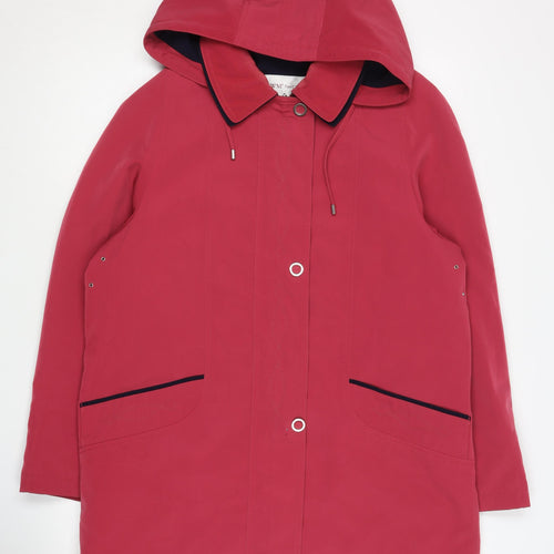 EWM Women's Red Casual Hooded Coat, Size 14