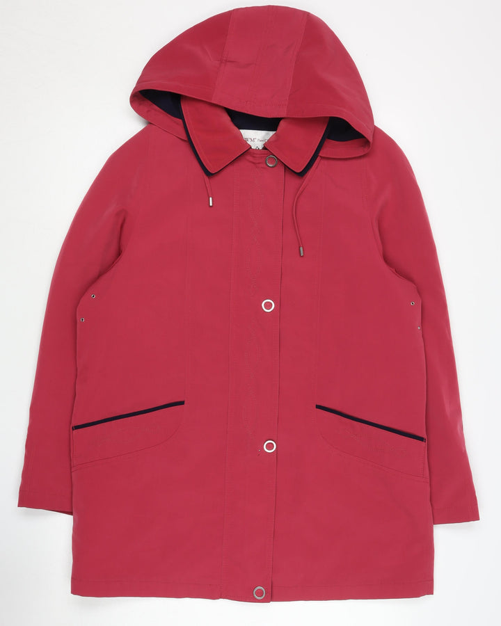 EWM Women's Red Casual Hooded Coat, Size 14