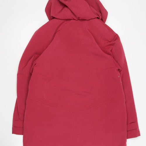 EWM Women's Red Casual Hooded Coat, Size 14
