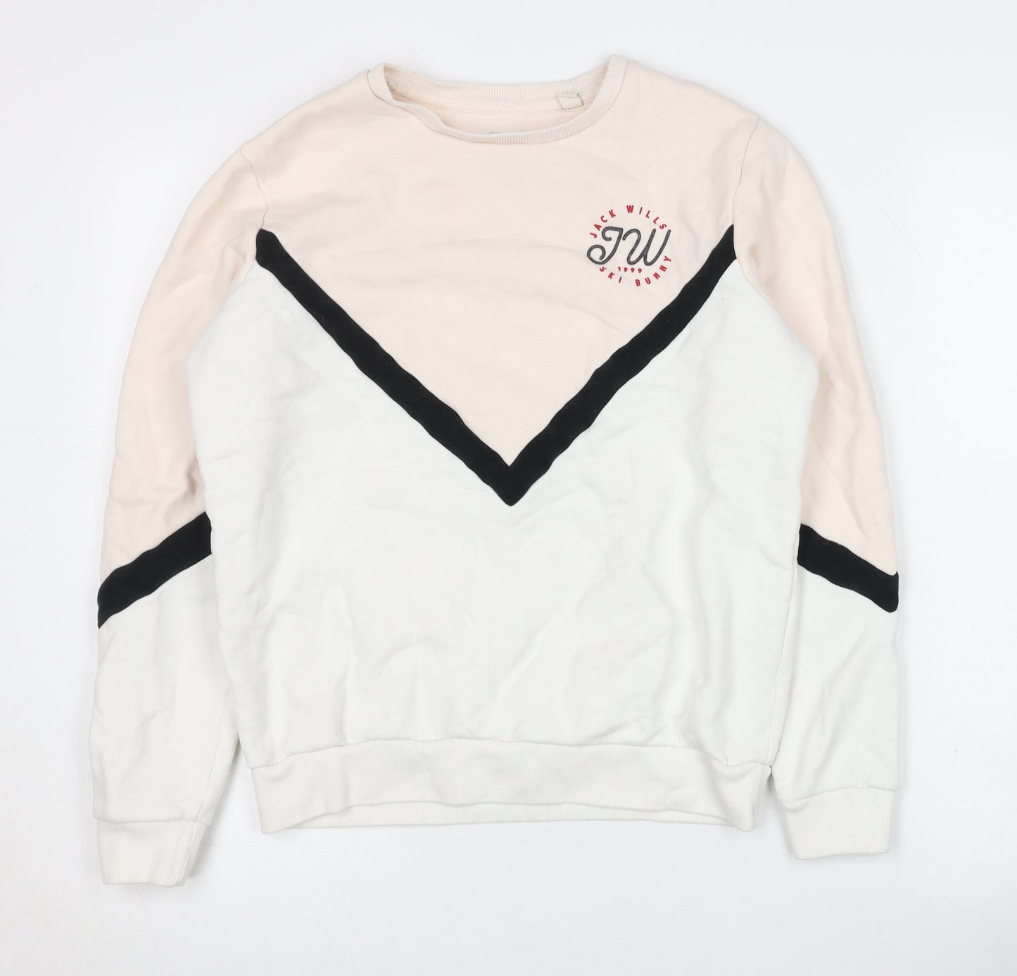 Jack Wills Women's Beige Colourblock Sweatshirt - Size 8