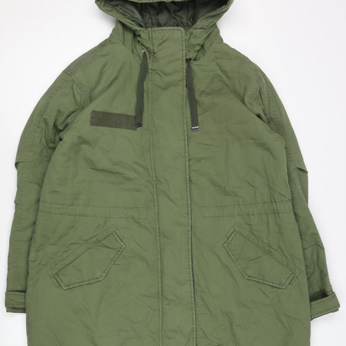 Topshop Women's Green Parka Jacket Size 6 Hooded