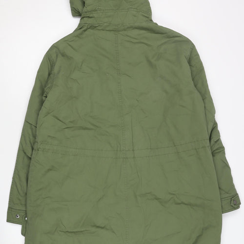 Topshop Women's Green Parka Jacket Size 6 Hooded