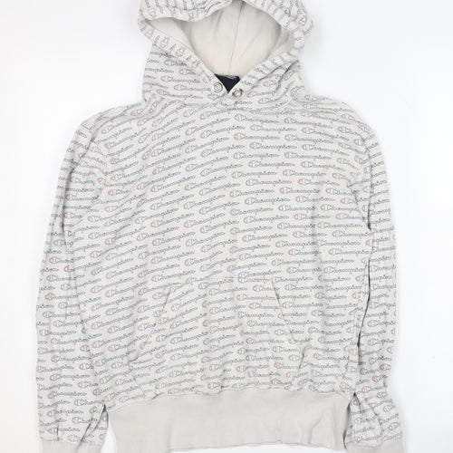 Champion Women's Grey Logo Pullover Hoodie Small