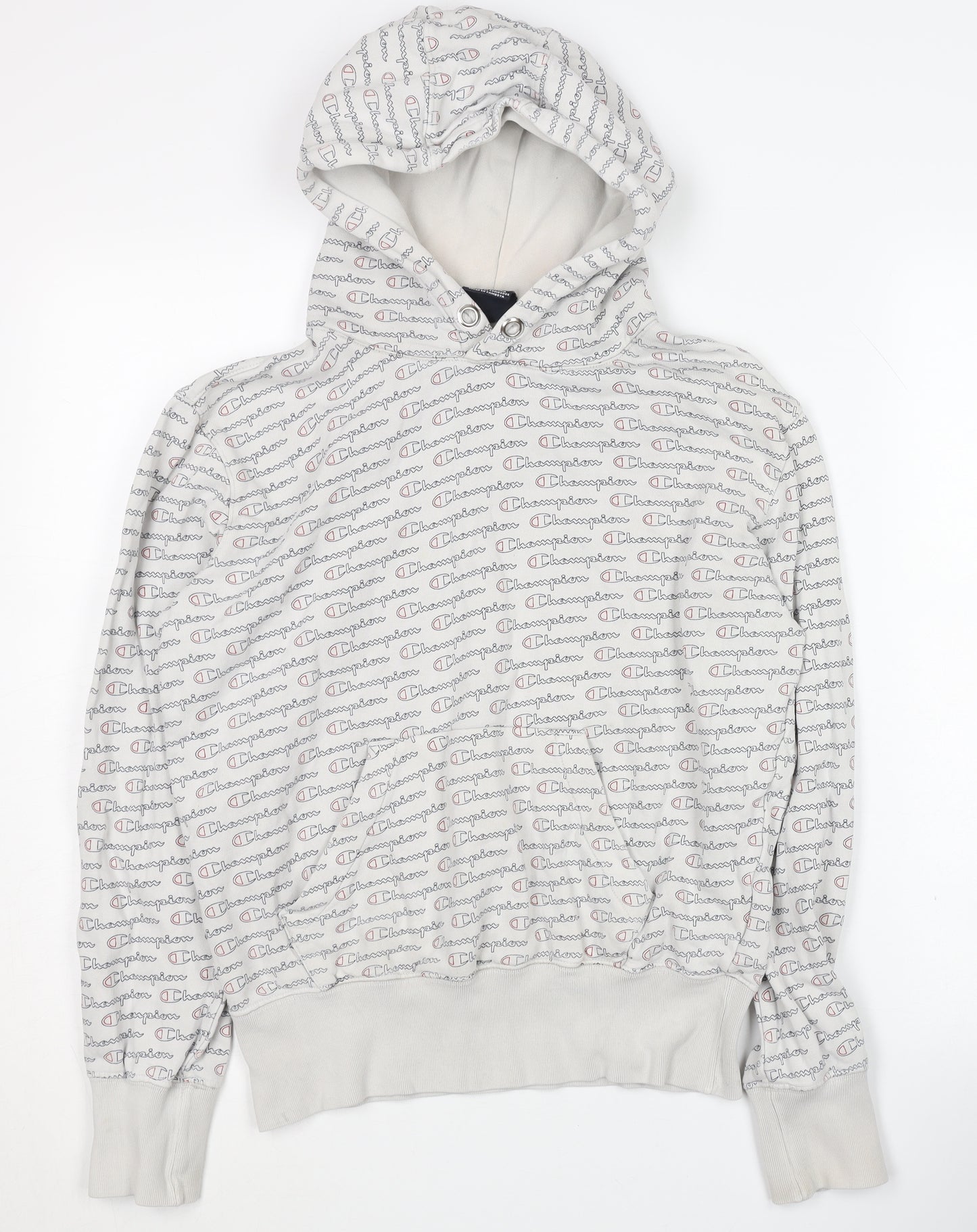 Champion Women's Grey Logo Pullover Hoodie Small