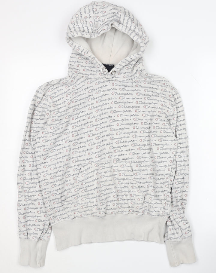 Champion Women's Grey Logo Pullover Hoodie Small