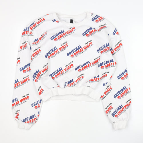 H&M Women's White Pullover Sweatshirt M