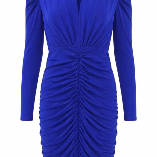 Topshop Women's Blue Ruched Long Sleeve Dress 8-10
