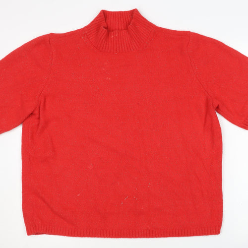Marks and Spencer Women's Red Mock Neck Jumper Large