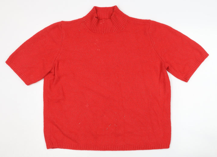 Marks and Spencer Women's Red Mock Neck Jumper Large