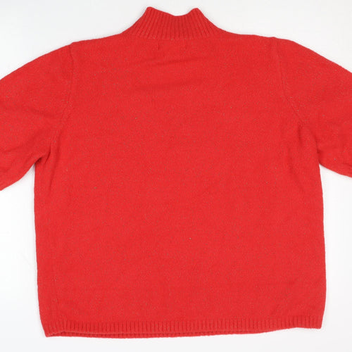 Marks and Spencer Women's Red Mock Neck Jumper Large