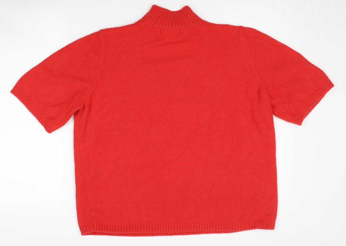 Marks and Spencer Women's Red Mock Neck Jumper Large